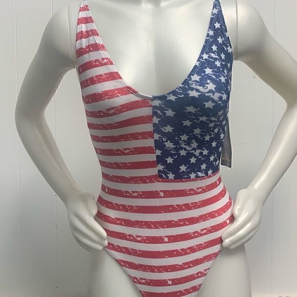 Marilyn Monroe US Flag One Piece Swimsuit - Picture 2 of 4